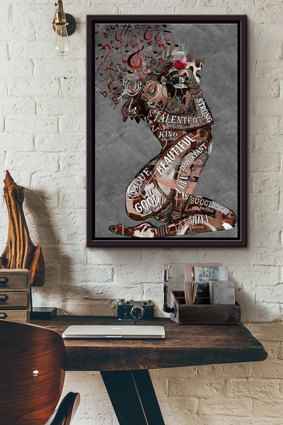 Afro Music Wine Enough Poster Framed Matte Canvas