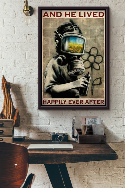 Graffiti And He Lived Happily Ever After Dictionary Poster Framed Matte Canvas
