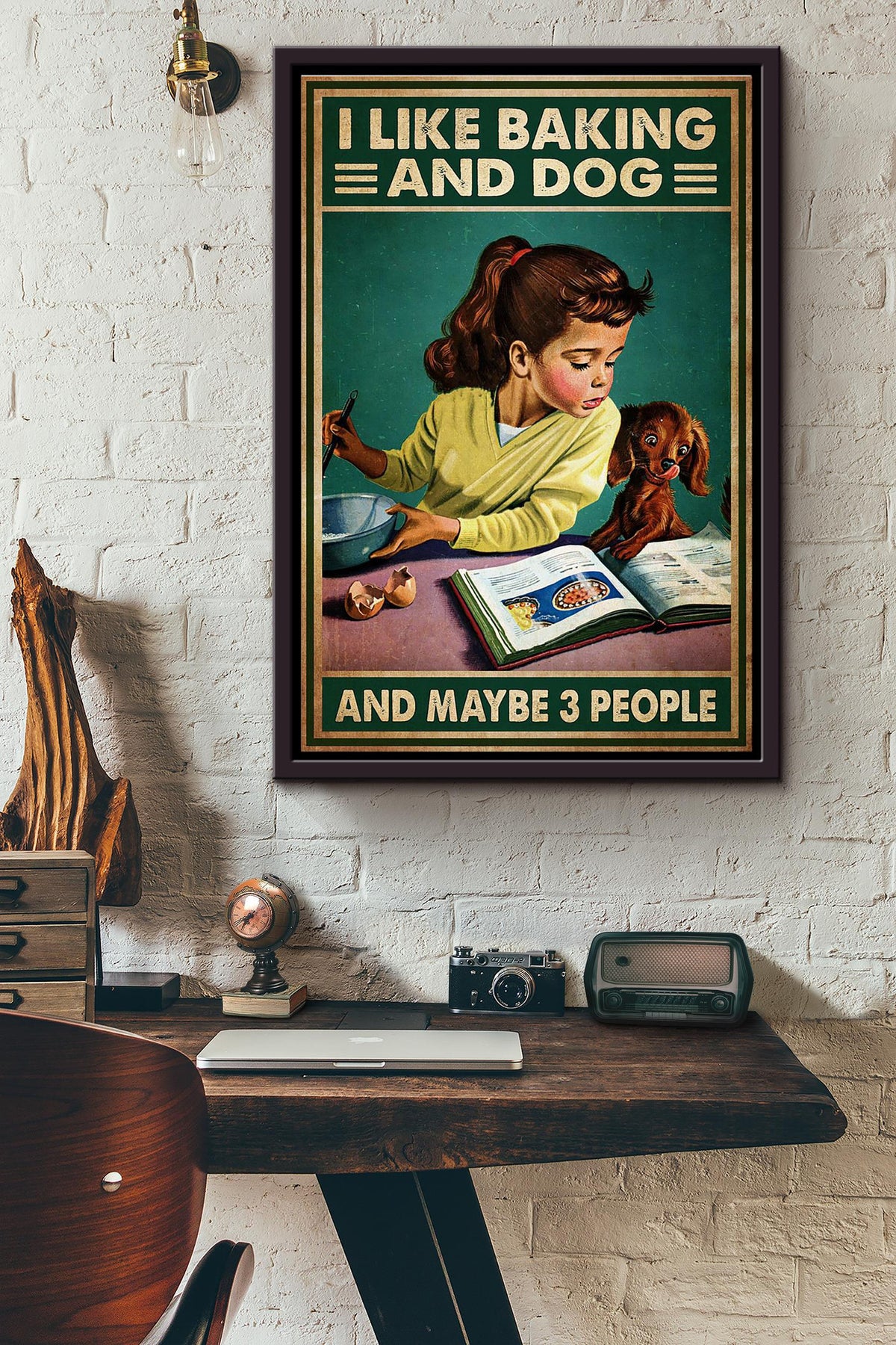 I Like Baking And Dog And May Be 3 People Poster Framed Matte Canvas