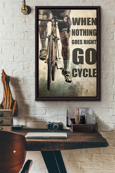 Tattoo Cyclist When Nothing Goes Right Go Cycle Poster Framed Matte Canvas