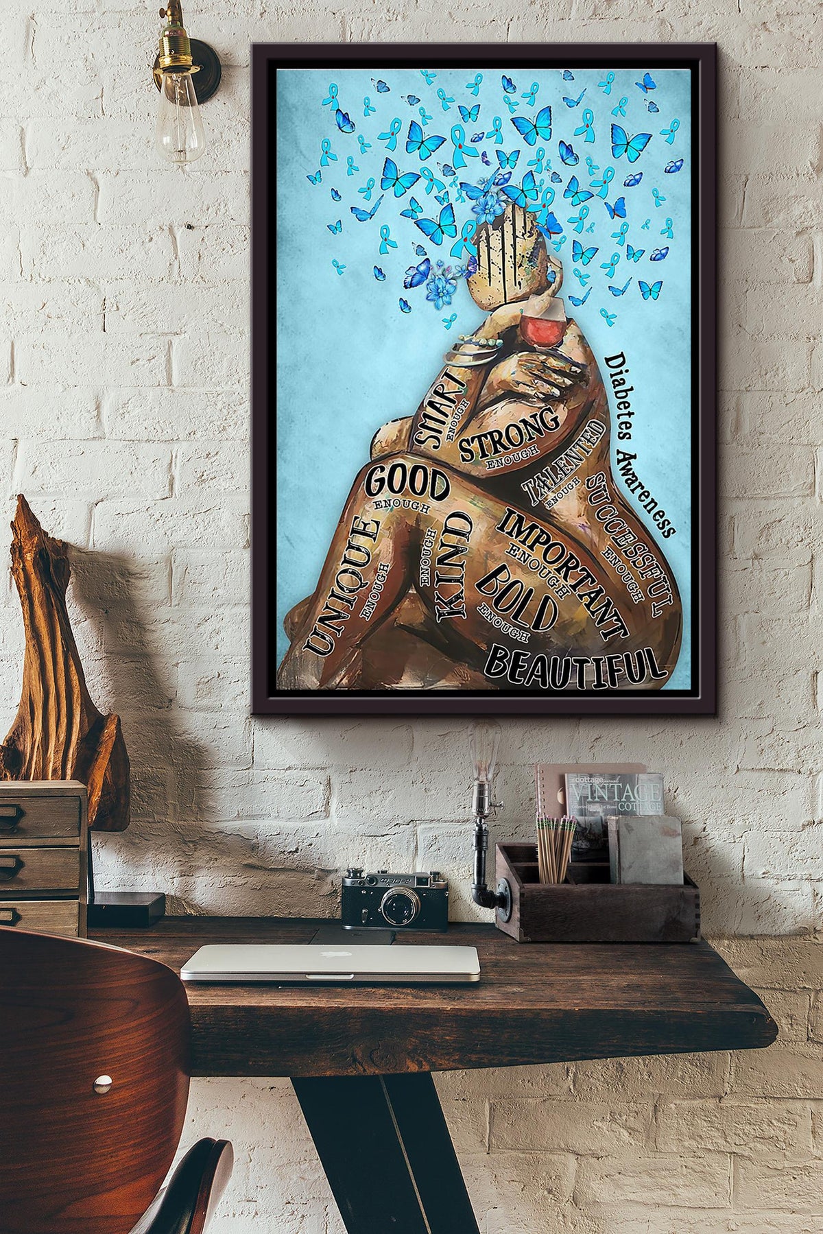 Diabetes Awareness Poster Framed Matte Canvas
