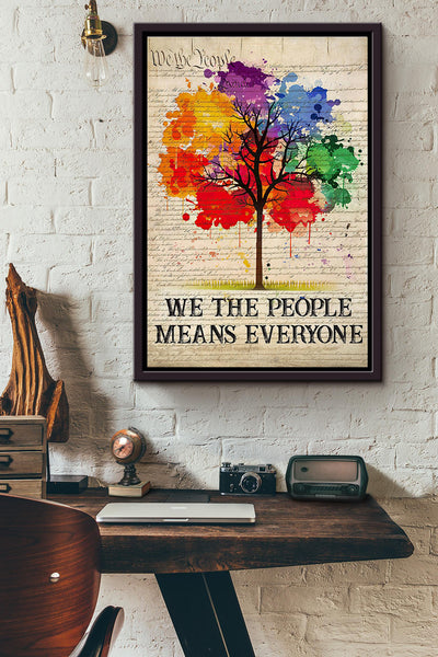 We The People Means Everyone Quote Tree Dictionary Poster Framed Matte Canvas