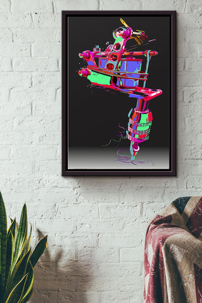 Tattoo Gun Ink Colorful Art 3D Poster Framed Matte Canvas