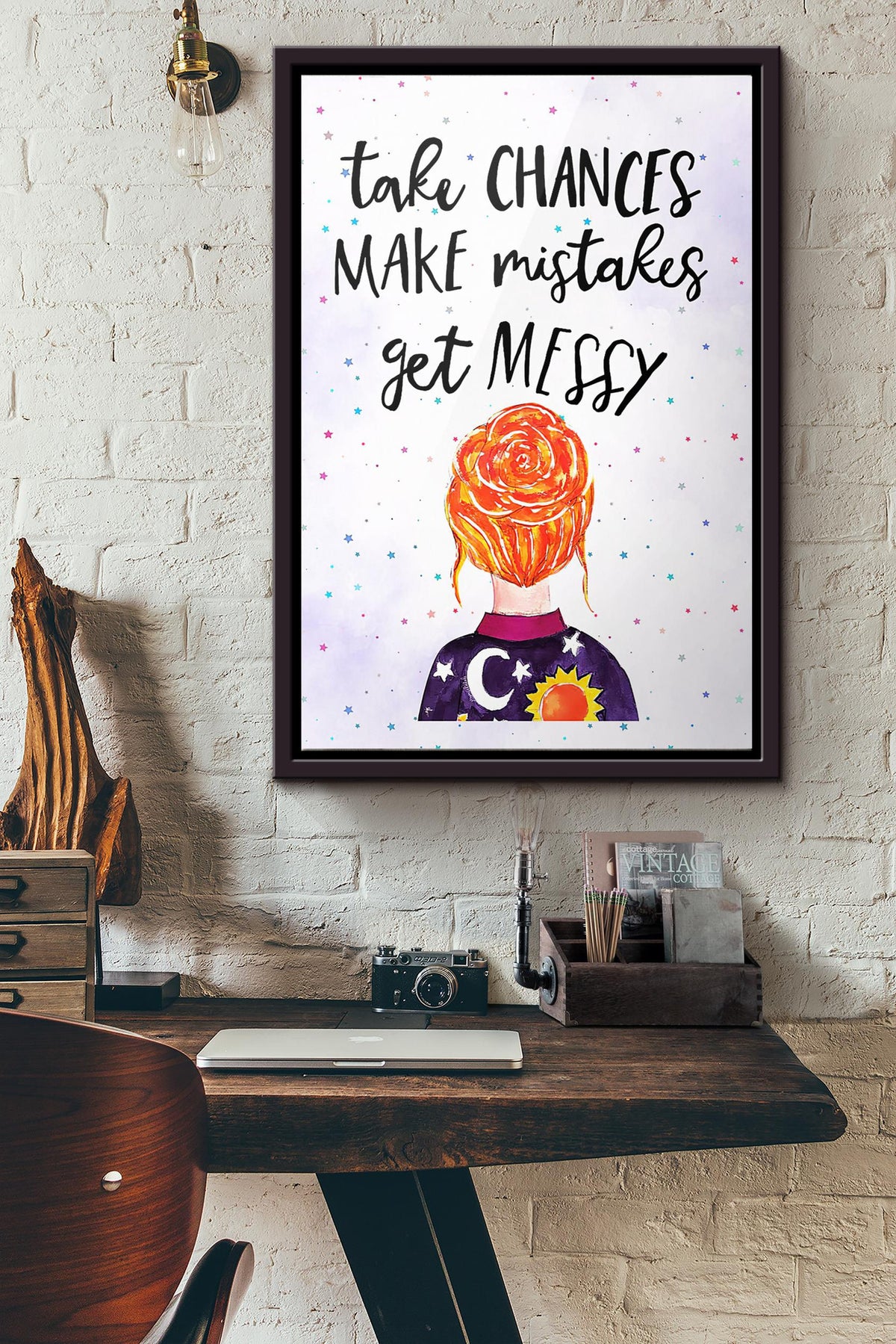 Teacher Take Chances Make Mistakes Get Messy Poster Framed Matte Canvas