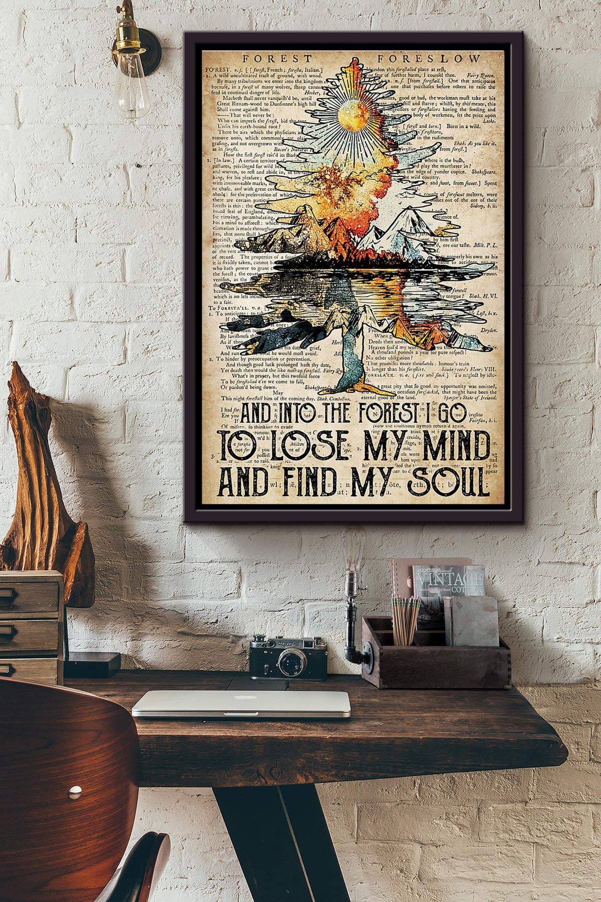 Forelow And Into The Forest I Lose My Mind And Find My Soul Dictionary Poster Framed Matte Canvas