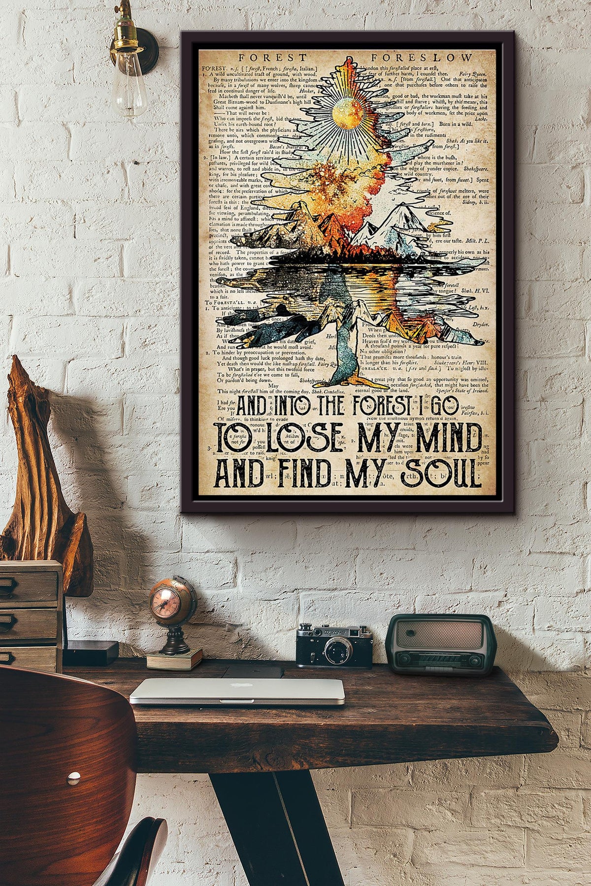 Forelow And Into The Forest I Lose My Mind And Find My Soul Dictionary Poster Framed Matte Canvas