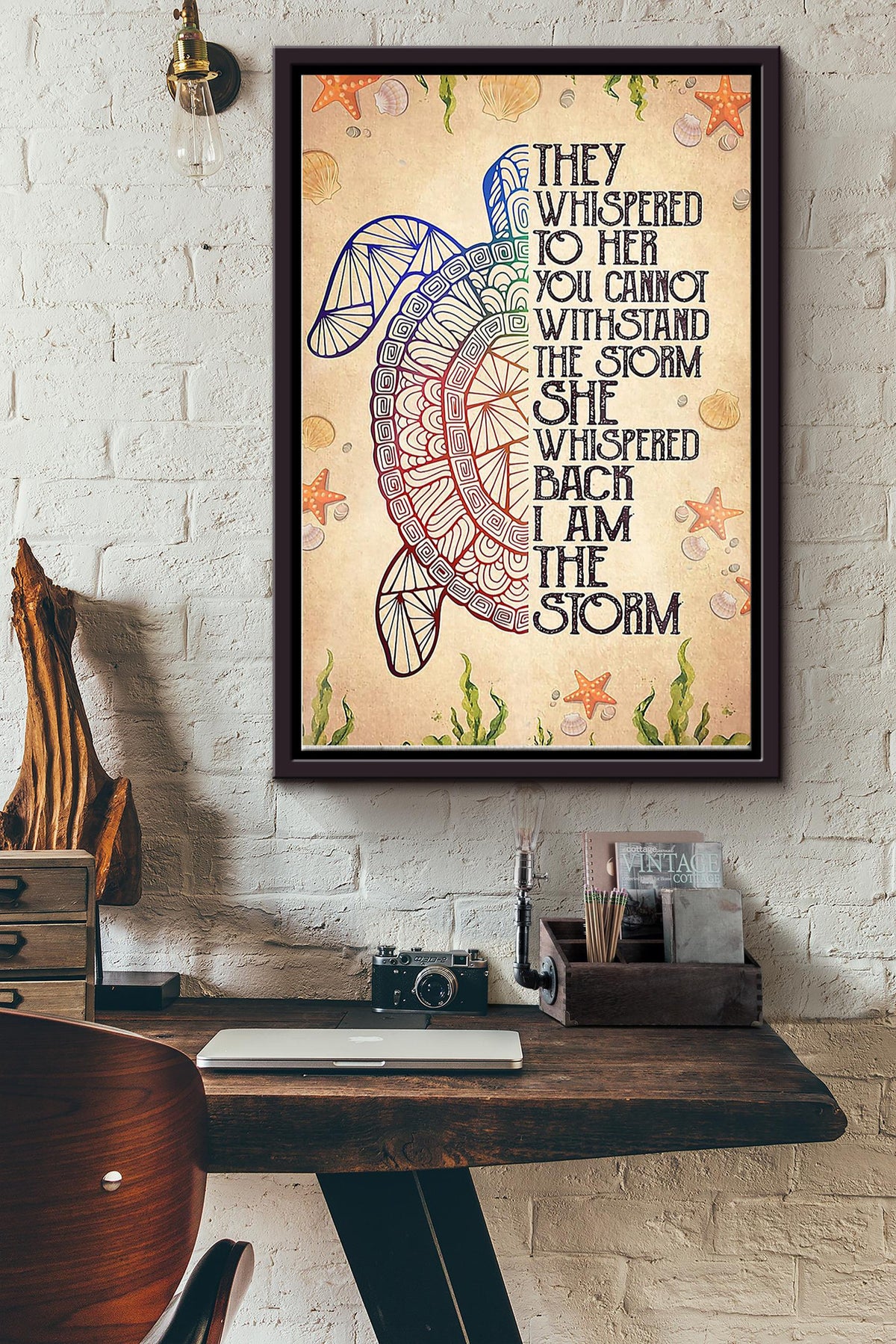 She Whispered Back I Am The Storm Turtle Poster Framed Matte Canvas