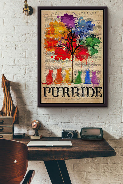 Lgbt Tree Purride Cats Dictionary Poster Framed Matte Canvas
