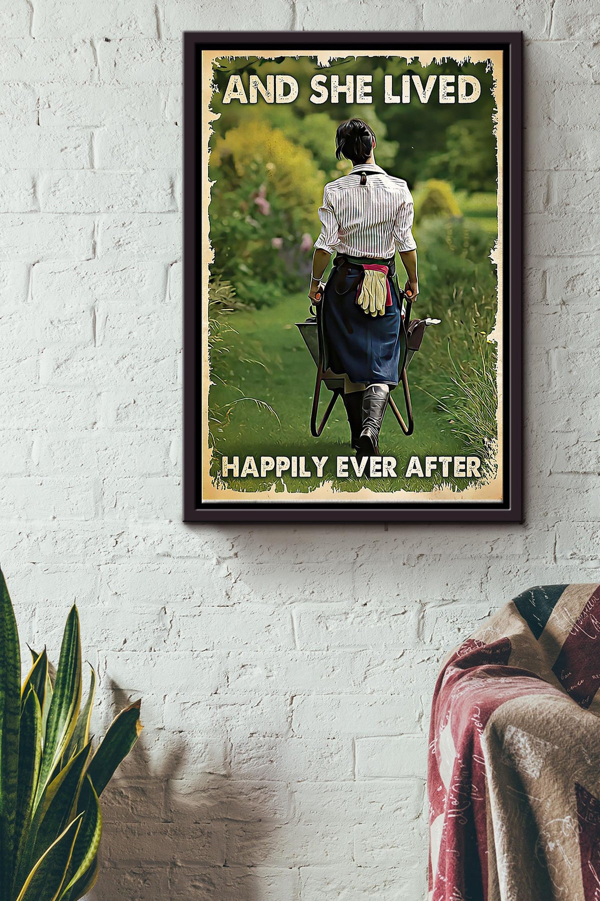 Gardening And She Lived Happily Ever After Framed Matte Canvas