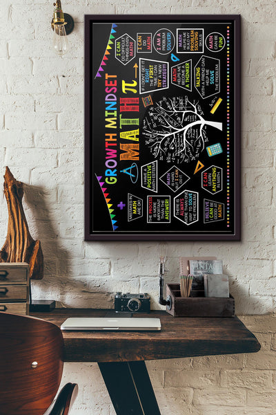 Growth Mindset Math Poster Framed Matte Canvas