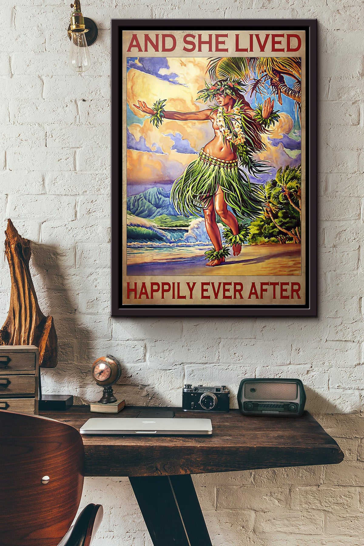 Hula And She Lived Happily Ever After Poster Framed Matte Canvas