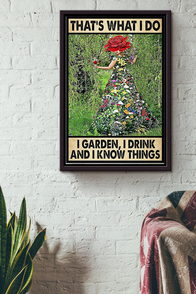 Gardening Drink Know Things Framed Matte Canvas