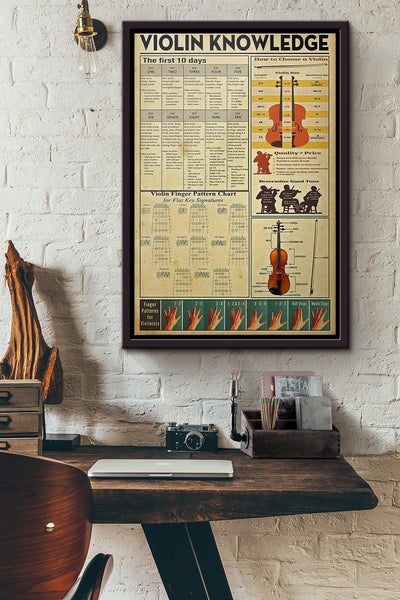 Violin Knowledge Poster Framed Matte Canvas