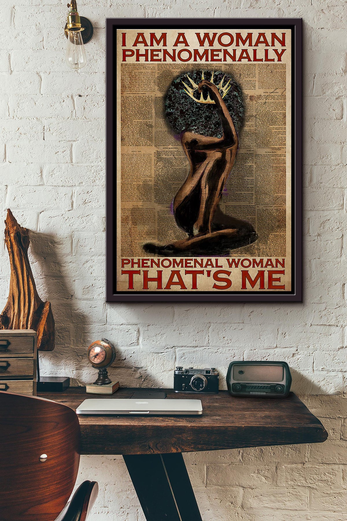 Afro Phenomenal Woman Thats Me Dictionary Poster Framed Matte Canvas