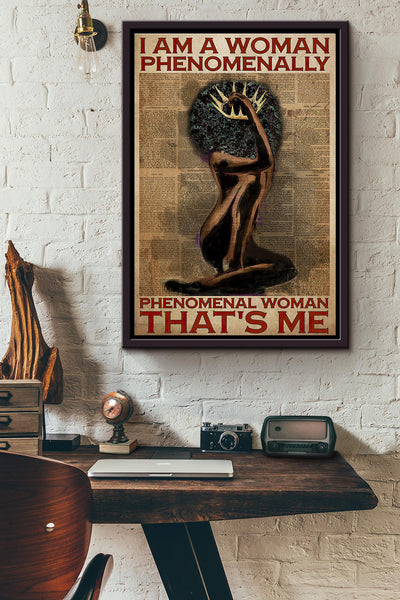 Afro Phenomenal Woman Thats Me Dictionary Poster Framed Matte Canvas