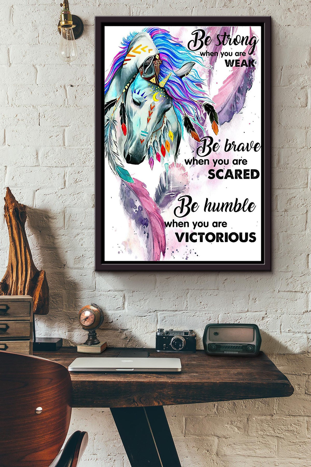 Native Horse Be Humble When You Are Victorious Poster Framed Matte Canvas