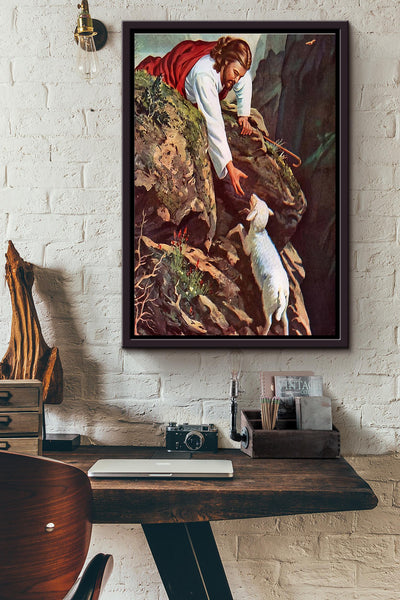 Jesus Help The Sheep Poster Framed Matte Canvas
