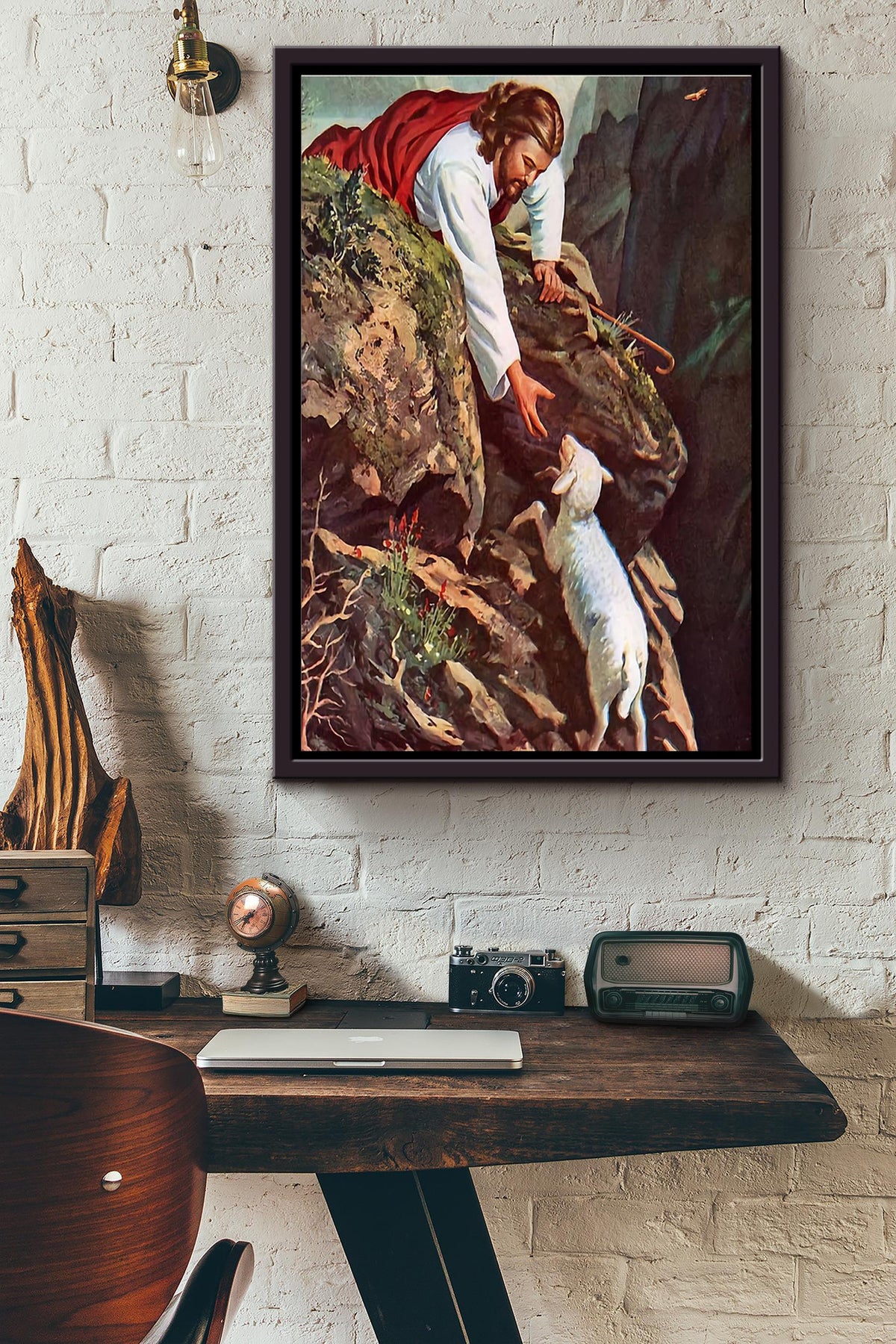 Jesus Help The Sheep Poster Framed Matte Canvas