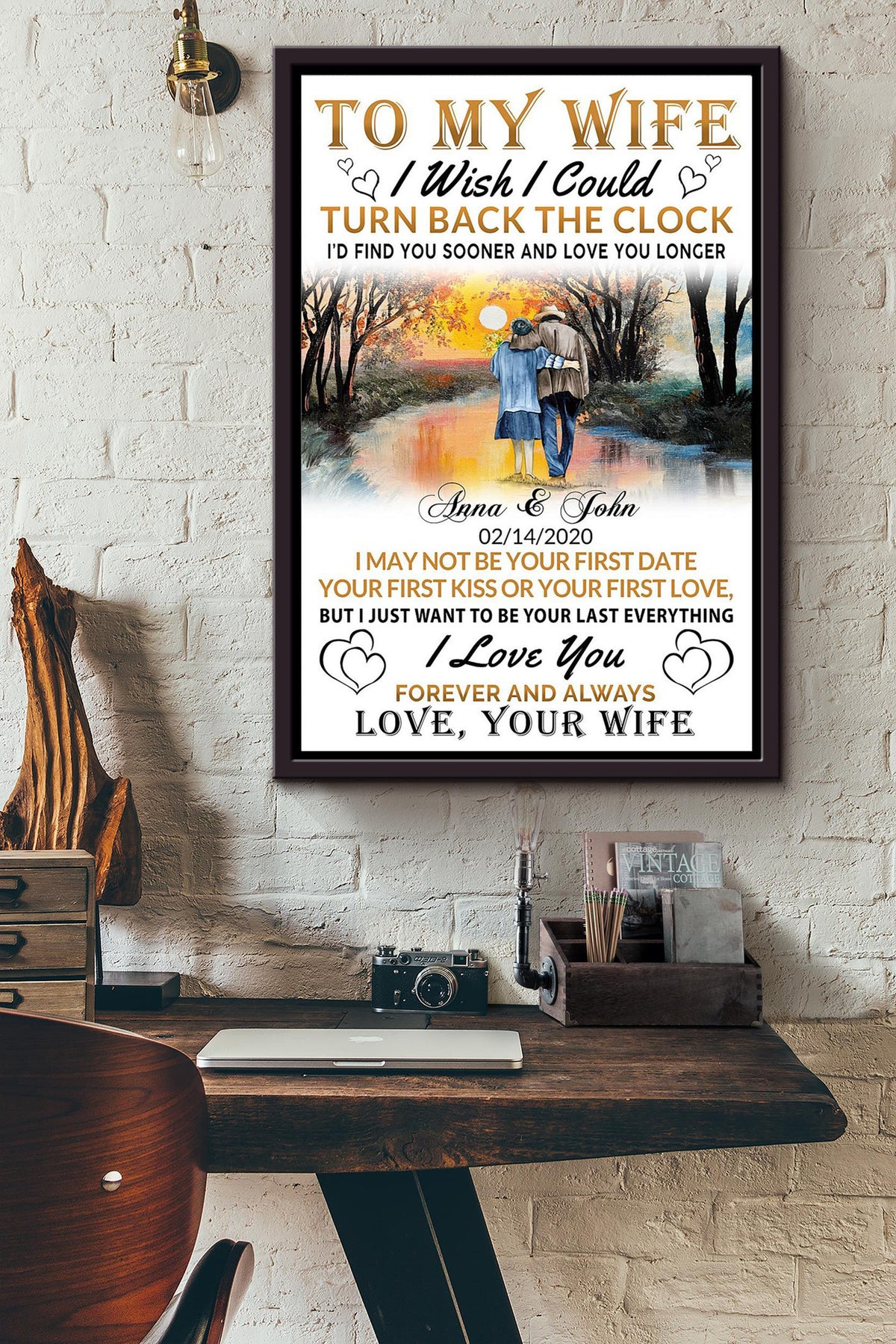 To My Wife I Wish I Could Turn Back The Clock - Copy Framed Matte Canvas