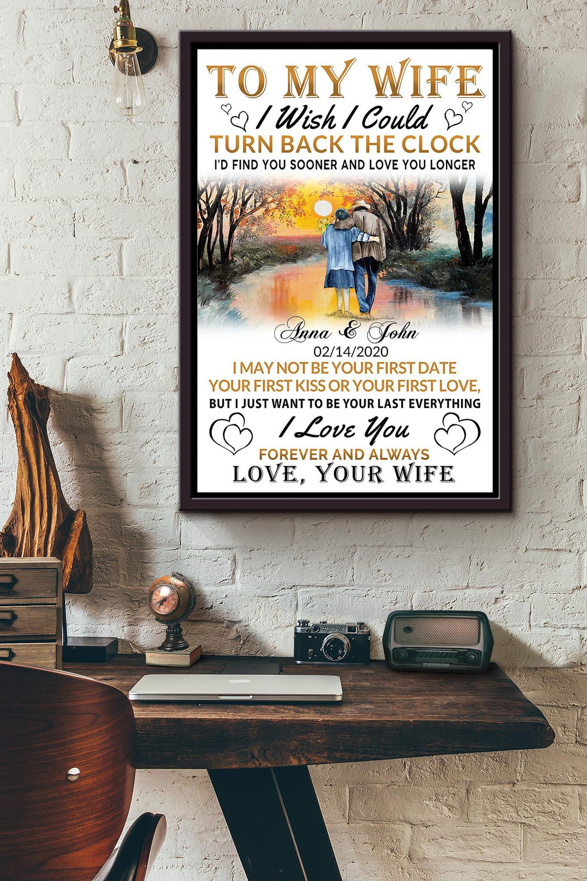 To My Wife I Wish I Could Turn Back The Clock - Copy Framed Matte Canvas