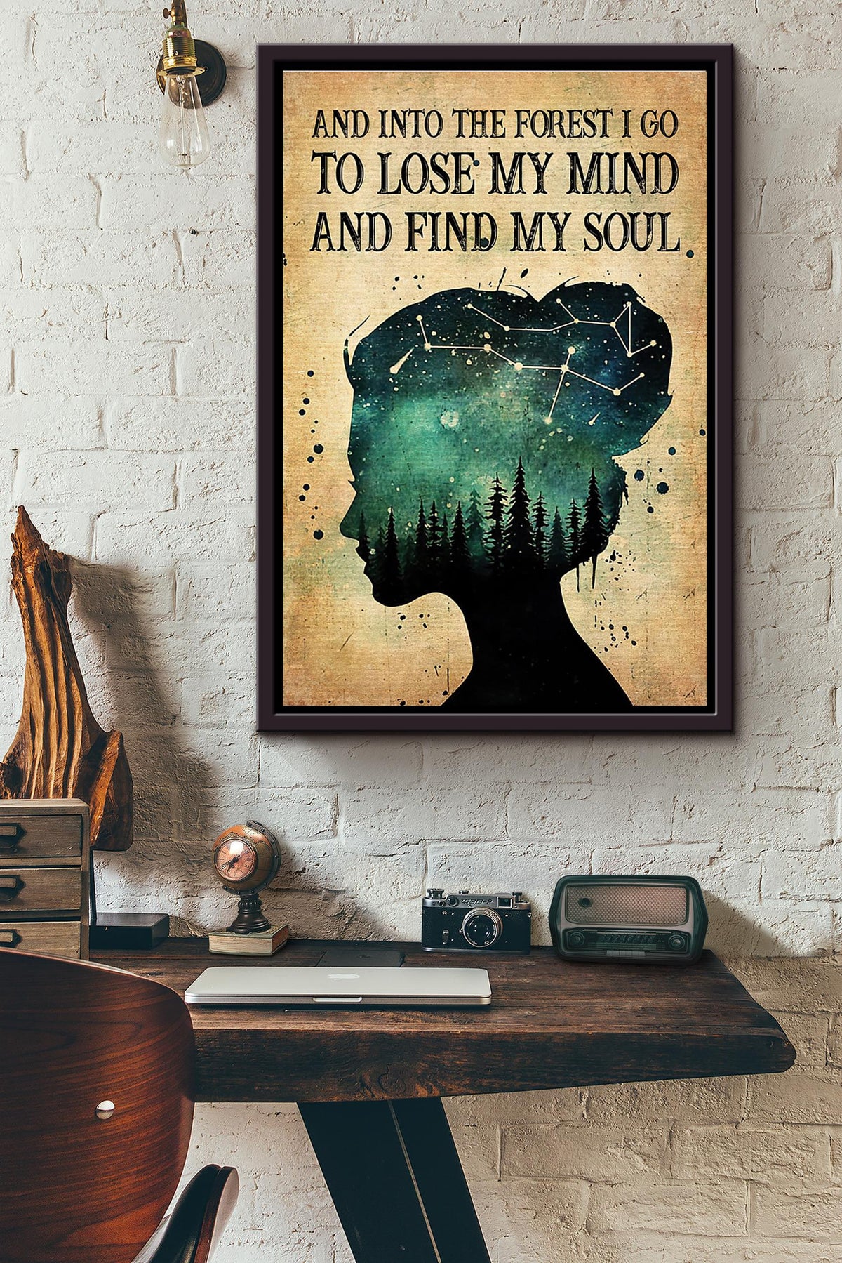 Starry Night Into The Forest I Find My Soul Dictionary Poster Framed Matte Canvas