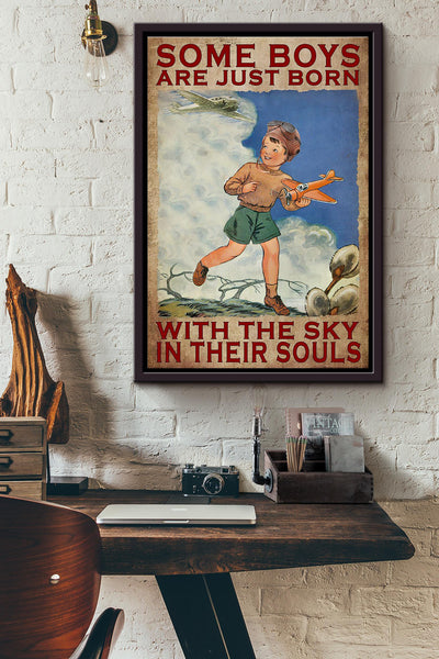 Some Boy Are Just Born With Sky In Their Souls Poster Framed Matte Canvas