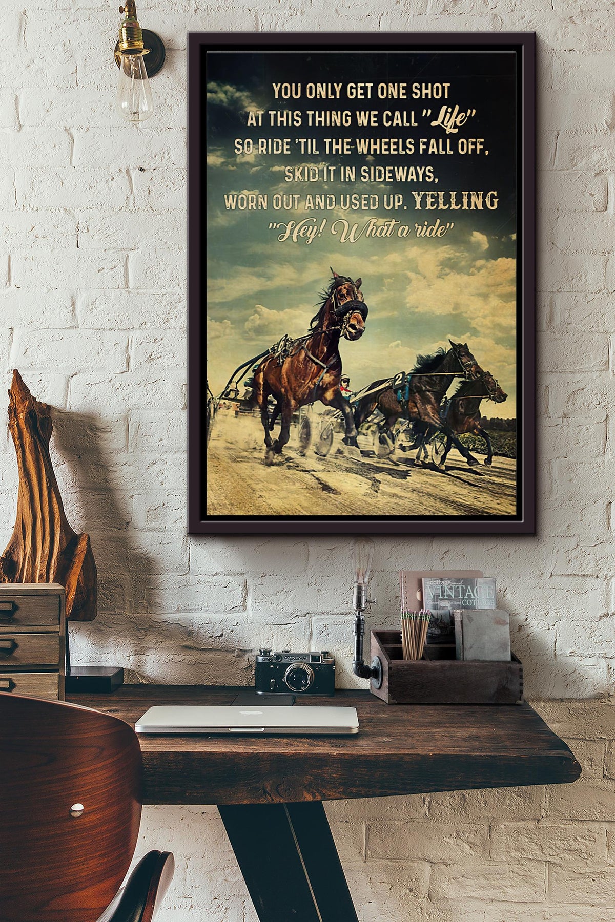 Harness Racing You Only Get One Shot What A Ride Poster Framed Matte Canvas