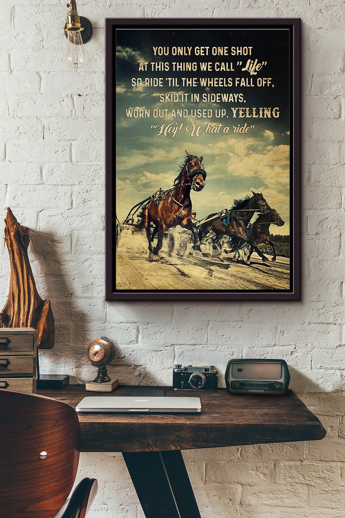 Harness Racing You Only Get One Shot What A Ride Poster Framed Matte Canvas