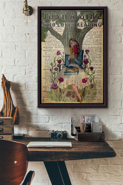 Just A Girl Who Loves Reading Poster Framed Matte Canvas