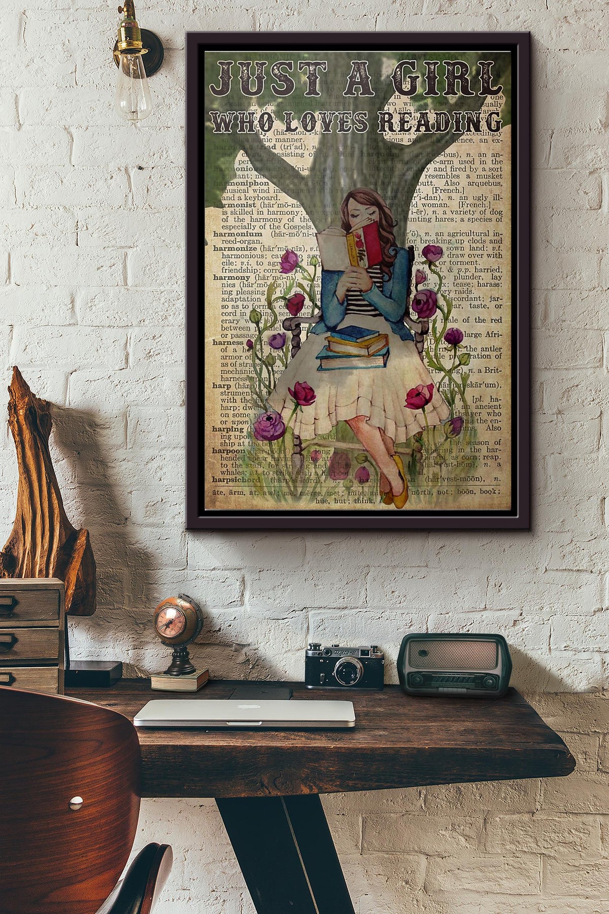 Just A Girl Who Loves Reading Poster Framed Matte Canvas