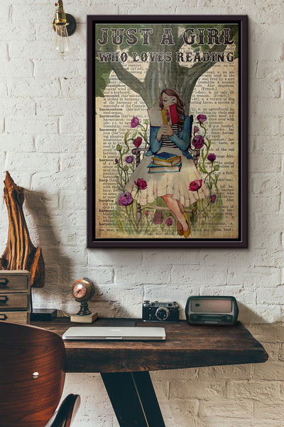 Just A Girl Who Loves Reading Poster Framed Matte Canvas