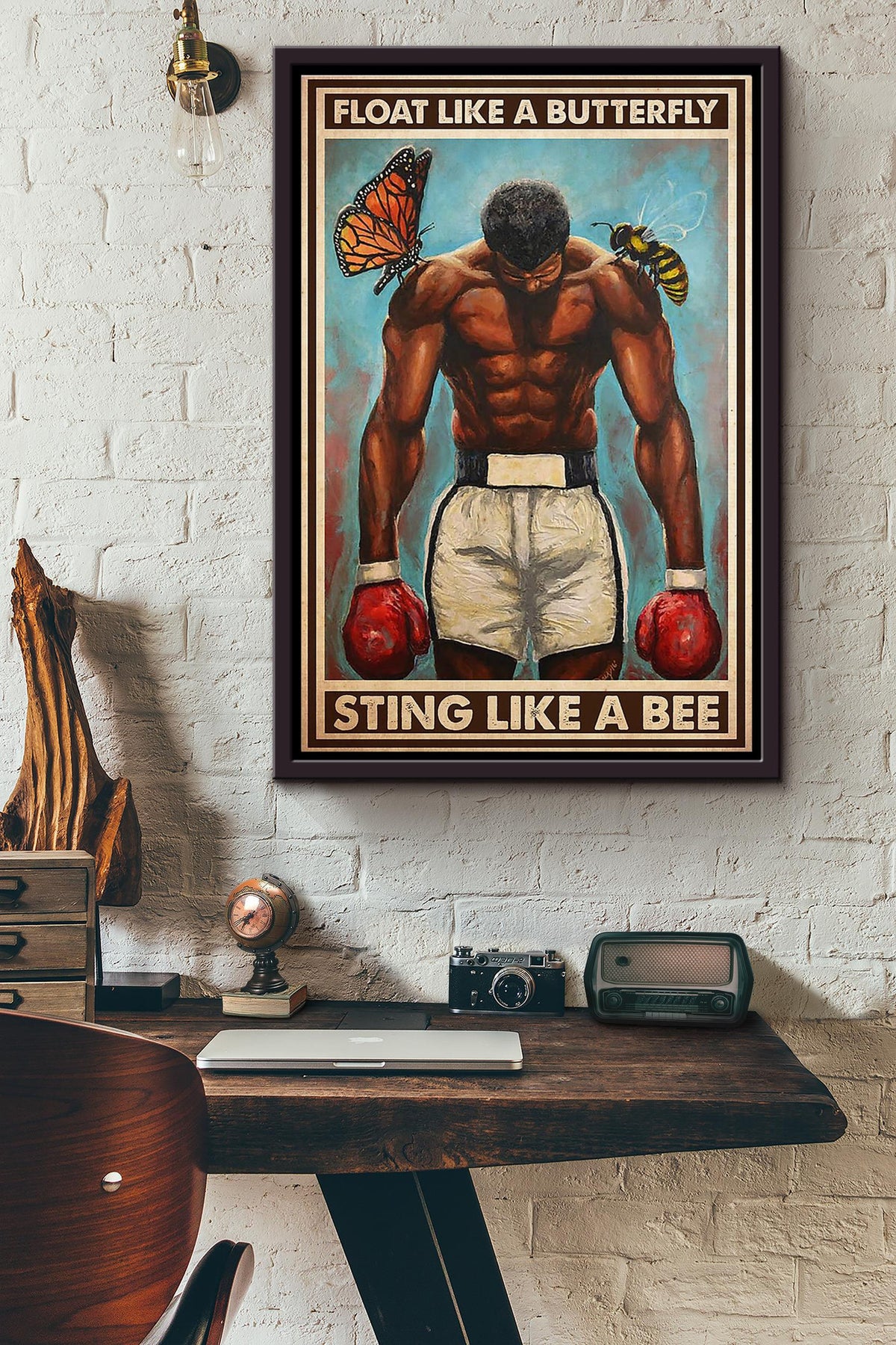 Float Like A Butterfly Sting Like A Bee Muay Muhmad Al Poster Framed Matte Canvas