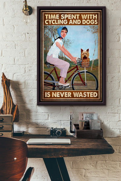 Time Spending With Cycling And Beardie Dogs Is Never Wasted Poster Framed Matte Canvas