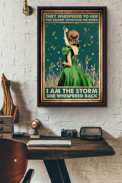 Green Butterfly They Whisper You Cannot Withstand The Strom Poster Framed Matte Canvas