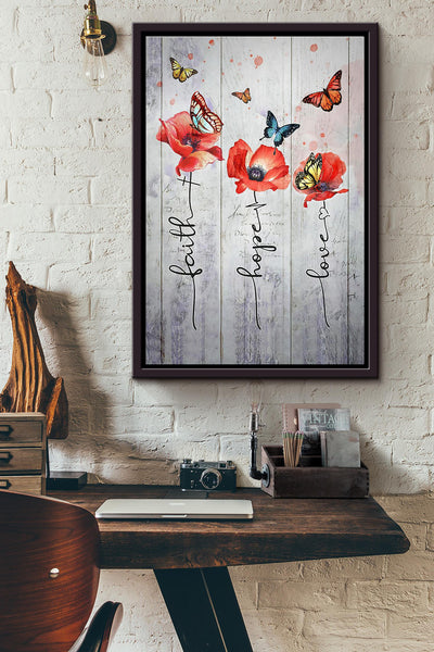 Butterfly Faith Hope Love Framed Matte Canvas