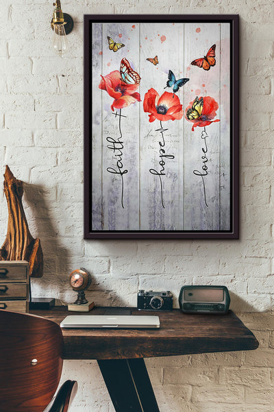 Butterfly Faith Hope Love Framed Matte Canvas