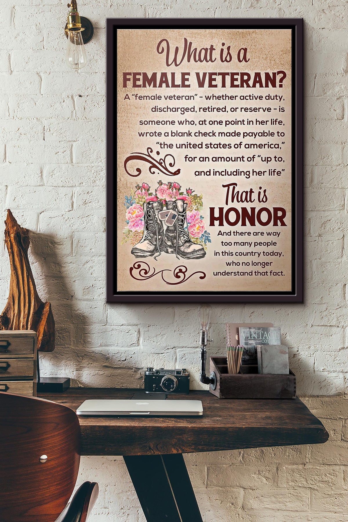 What Is Female Veteran Poster Framed Matte Canvas