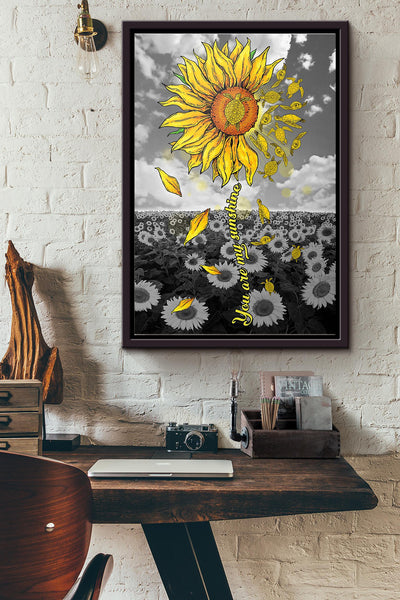 Turtles Sunflower You Are My Sunshine Poster Framed Matte Canvas