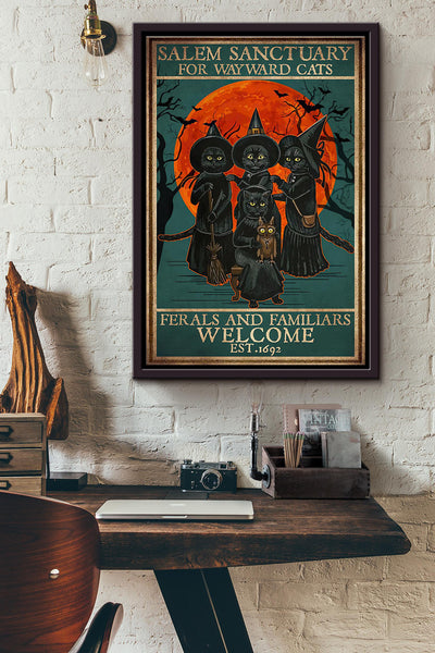 Salem Sanctuary Cats Crew Blood Moon Poster Framed Matte Canvas