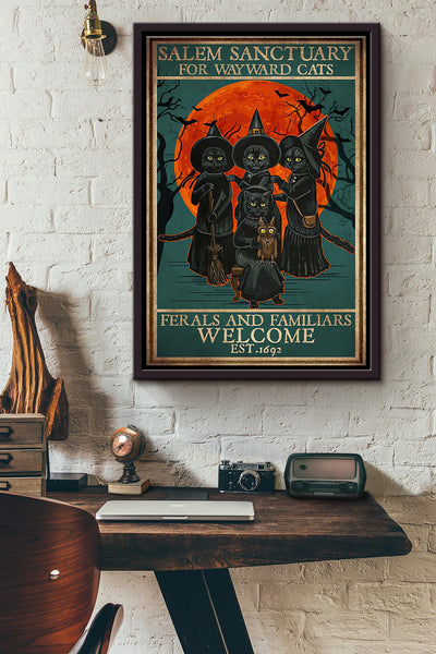 Salem Sanctuary Cats Crew Blood Moon Poster Framed Matte Canvas