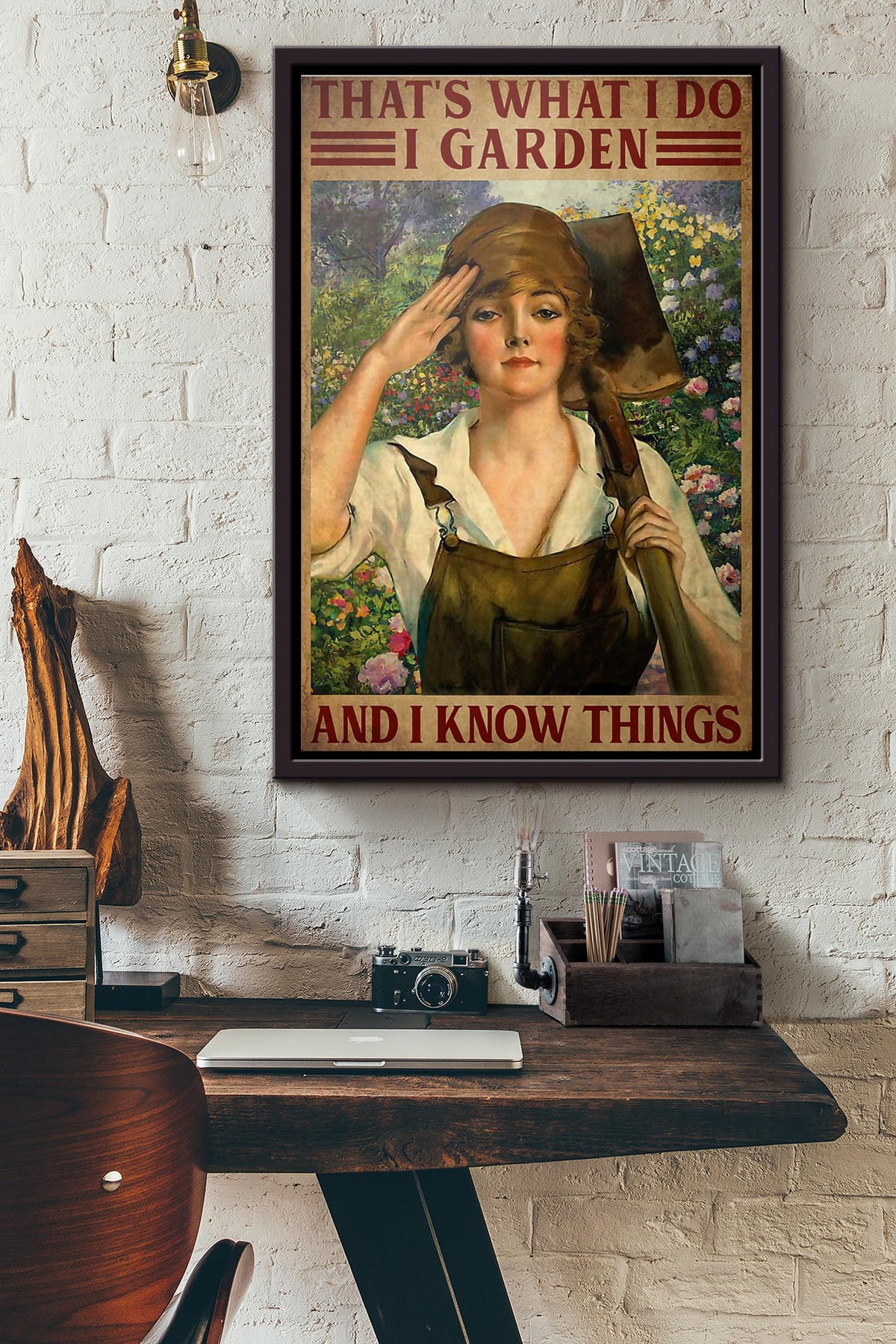 Gardening Girl Thats What I Do I Garden And I Know Things Poster Framed Matte Canvas