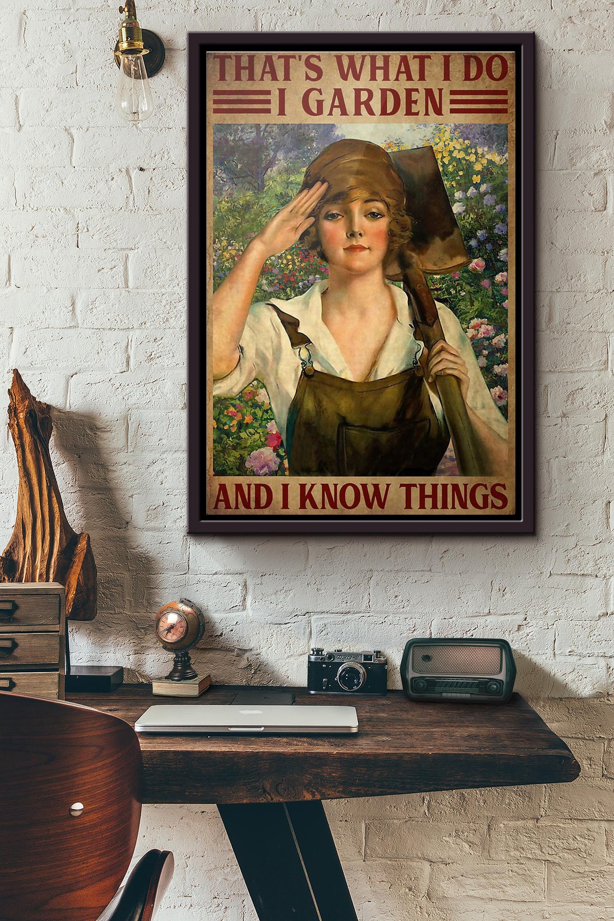 Gardening Girl Thats What I Do I Garden And I Know Things Poster Framed Matte Canvas