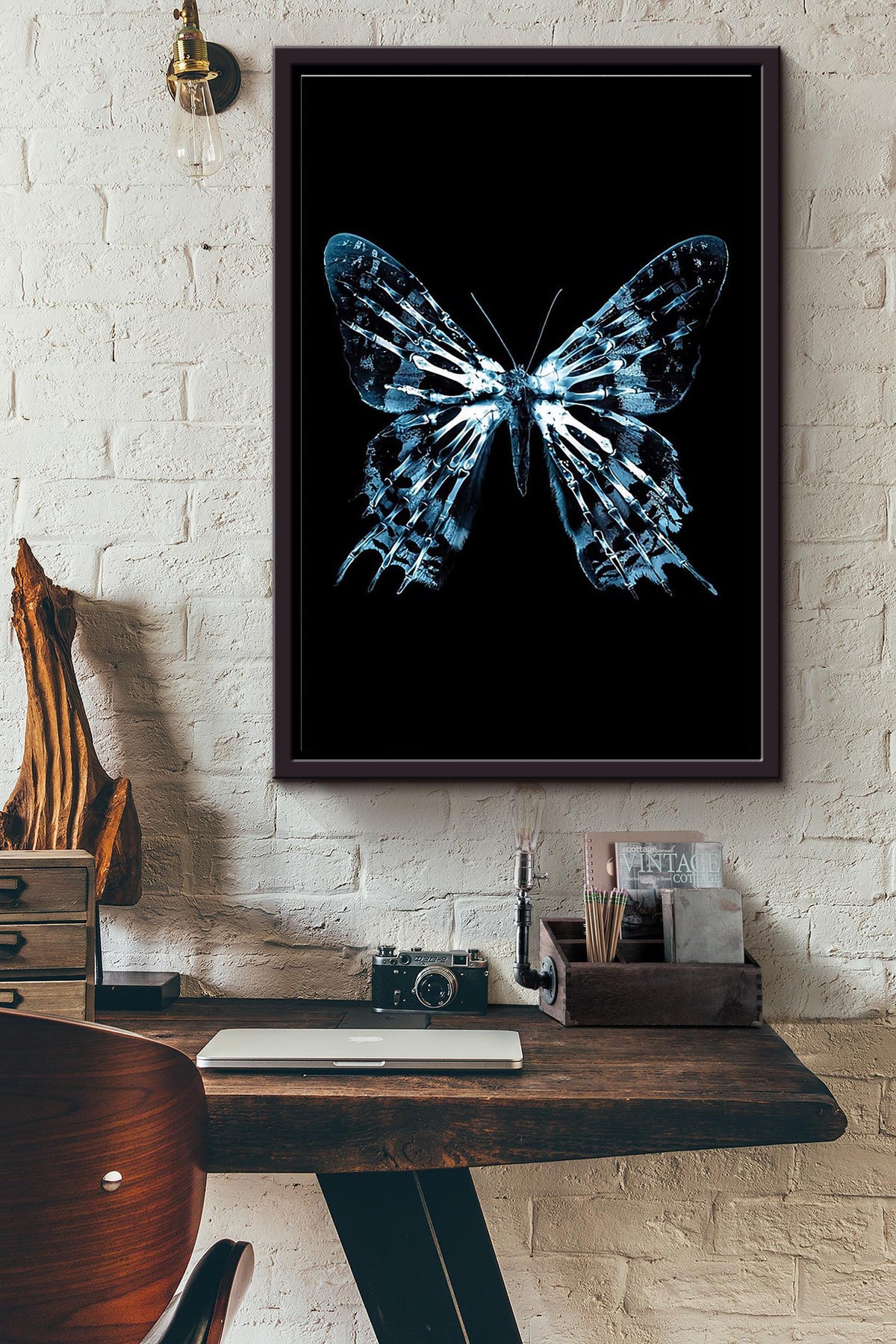 Butterfly Art Framed Matte Canvas