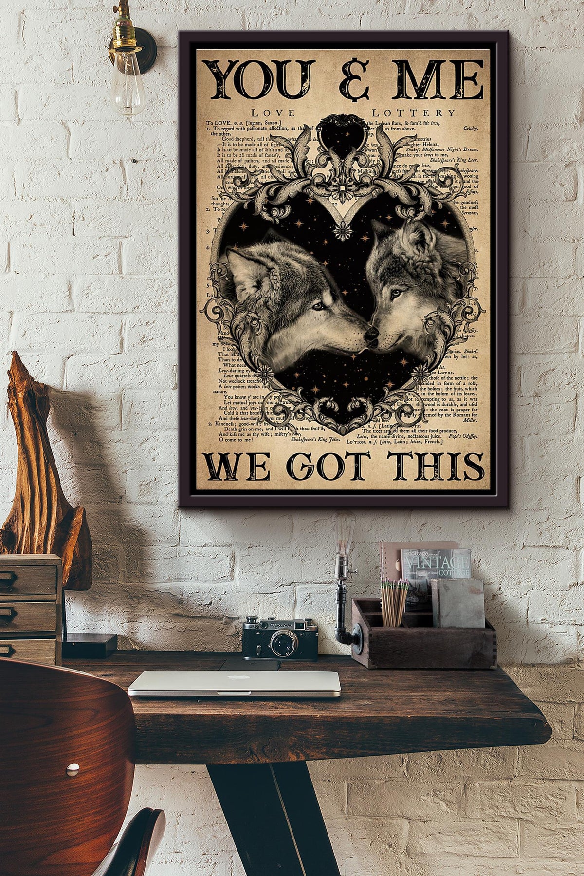 Wolf Couple You And Me We Got This Dictionary Poster Framed Matte Canvas