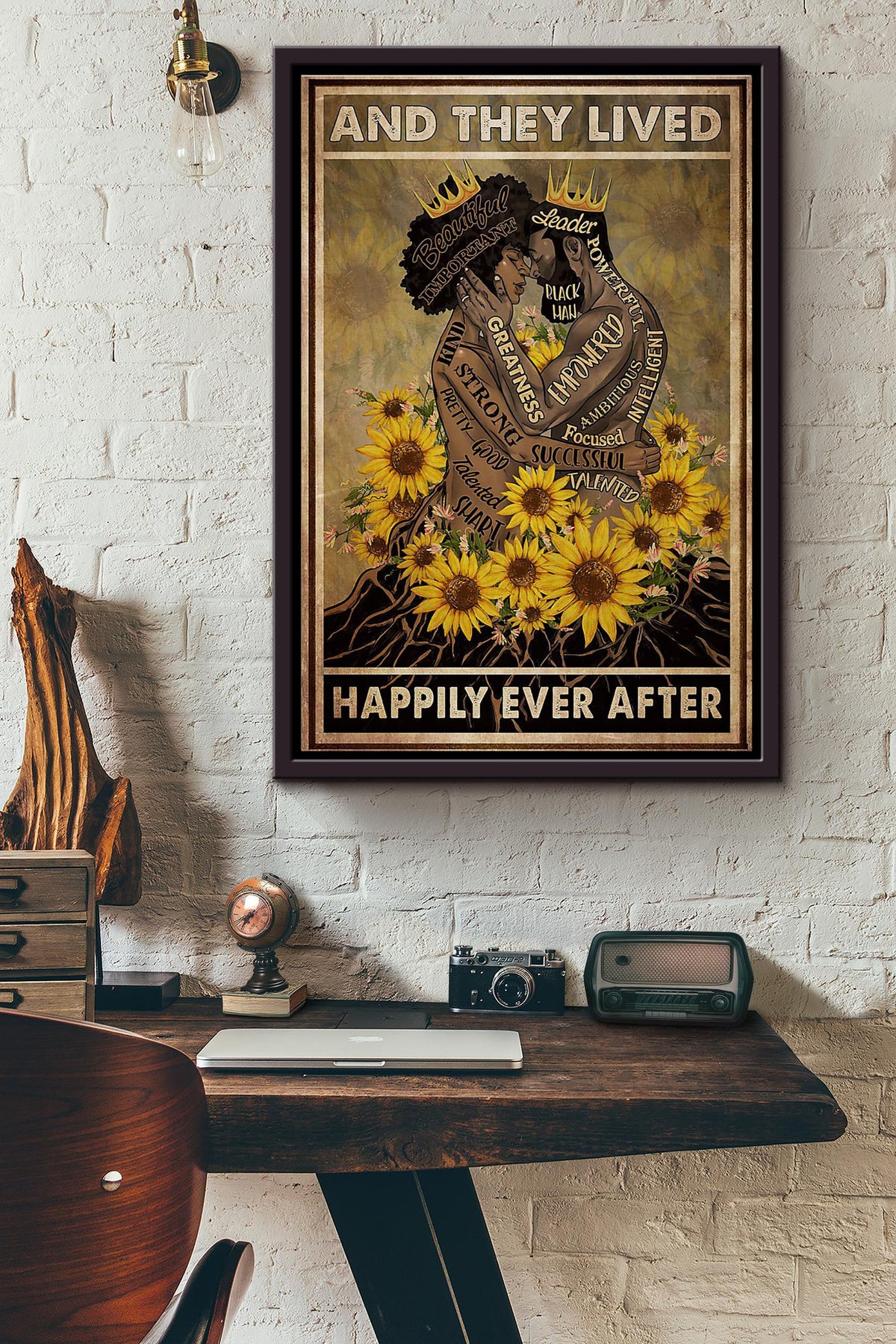 Black Root Couple And They Lived Happily Ever After Poster Framed Matte Canvas