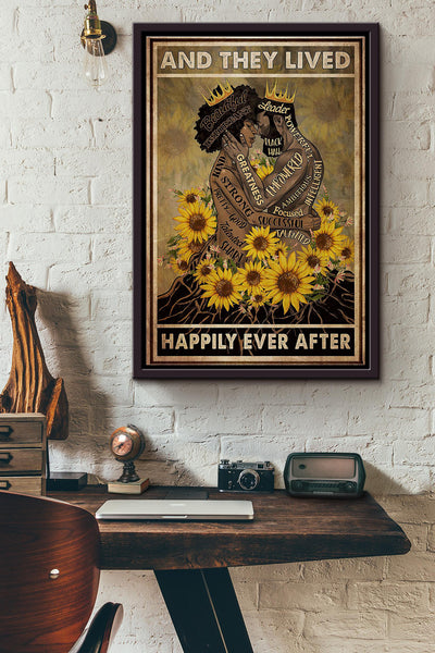 Black Root Couple And They Lived Happily Ever After Poster Framed Matte Canvas