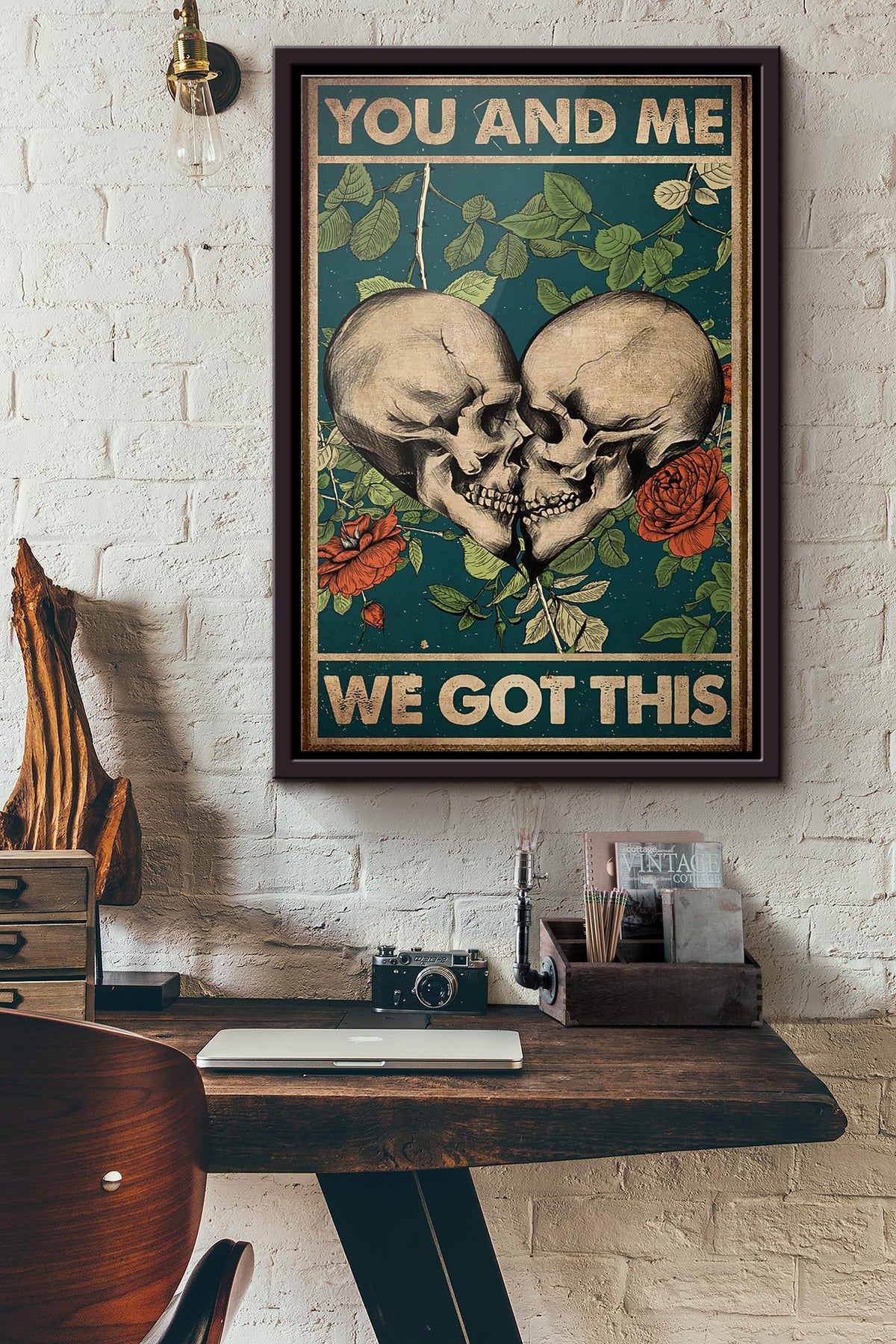 Skull Couple Heart Shape You And Me We Got This Poster Framed Matte Canvas