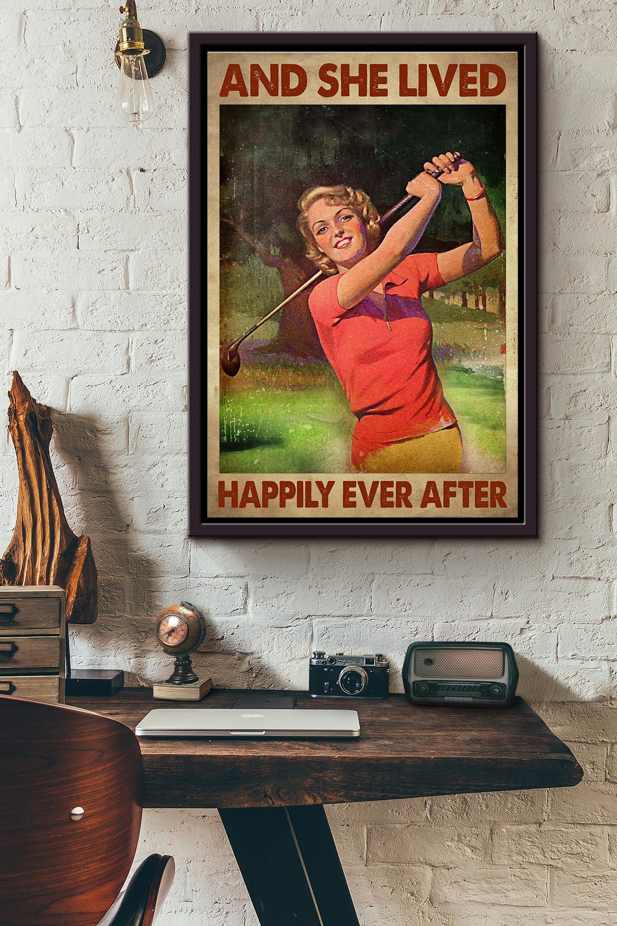 Golf Girl And She Lived Happily Ever After Poster Framed Matte Canvas