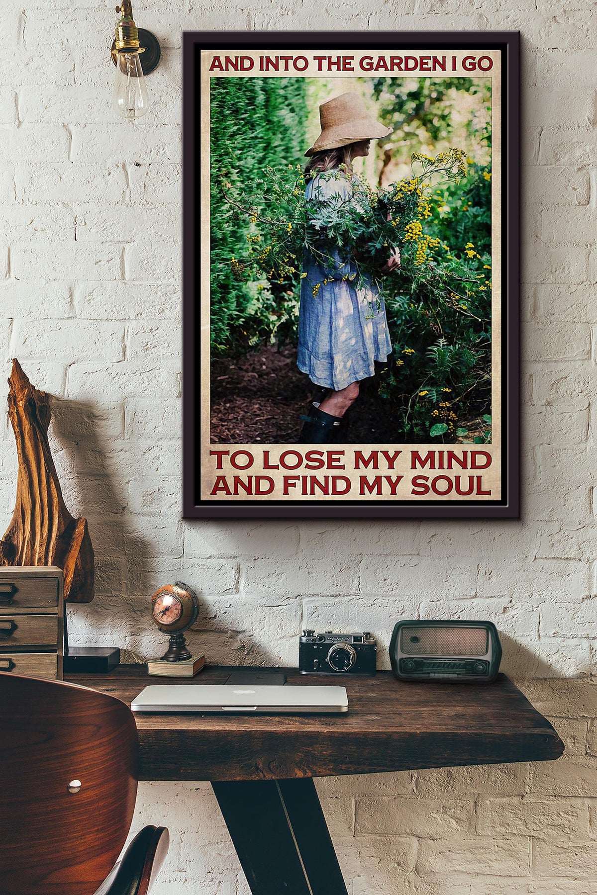 Gardening Girl Into The Garden I Find My Soul Poster Framed Matte Canvas