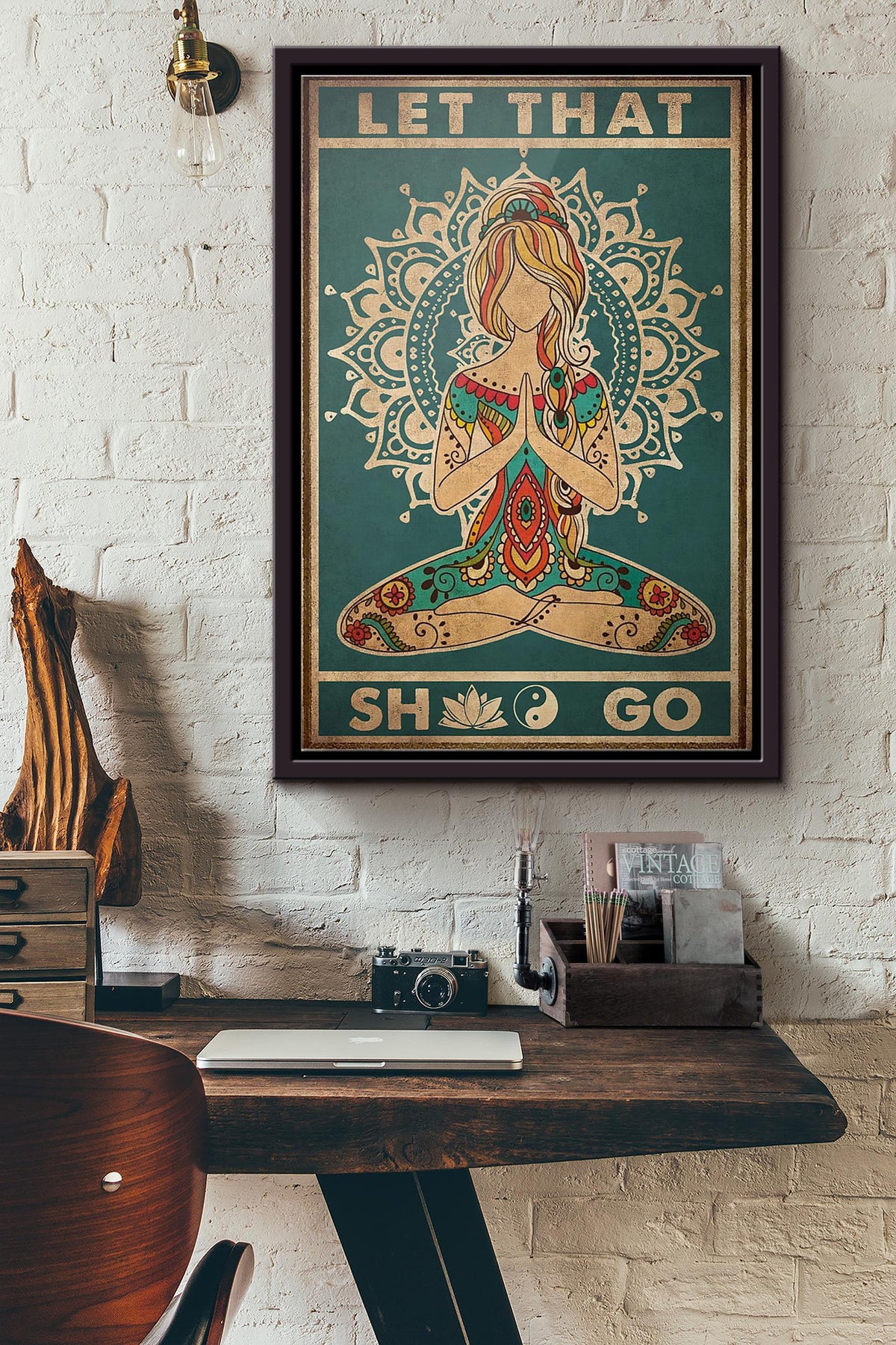 Yoga Let That Shit Go Poster Framed Matte Canvas